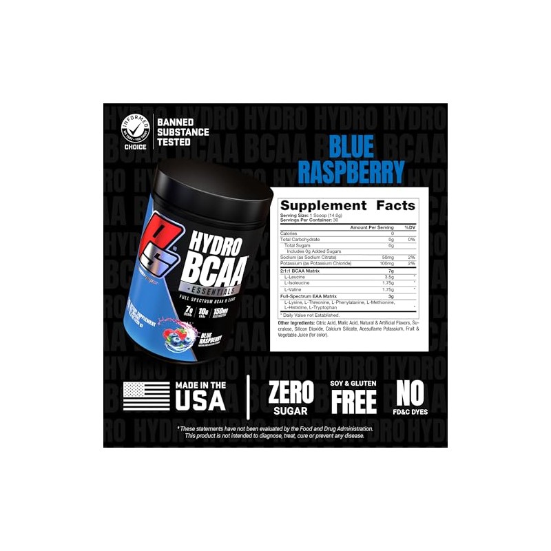 HydroBCAA Essentials Aminoácidos ProSupps Mora Azul 414 Gramos