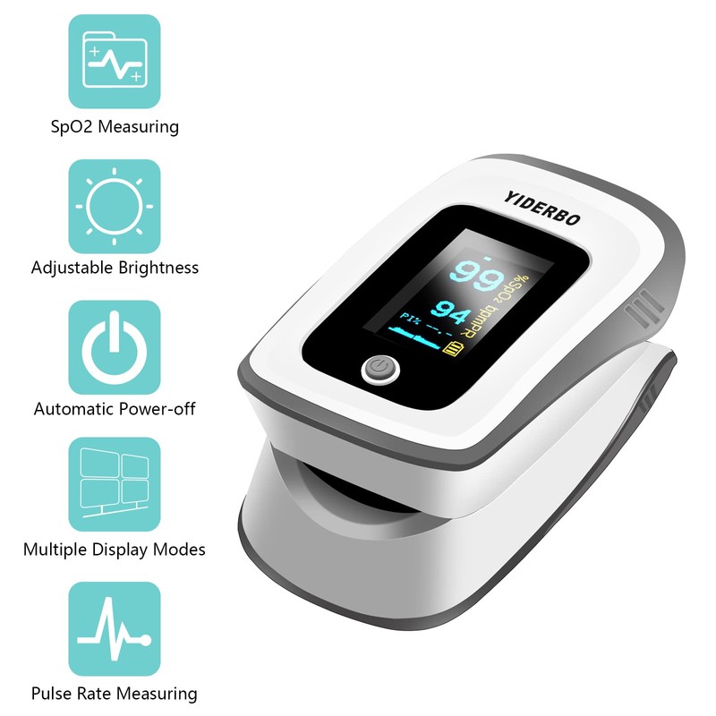 Fingertip Pulse Oximeter Blood Oxygen Saturation Monitor, Heart Rate and