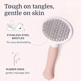 SESAWILLIAM Pet Self Cleaning Slicker Brush-Shedding Slicker Brush for Dogs & Cats & Haired Small Pets, Suitable Short, Medium, and Long for Shedding & Haired Pets- Comfortable Grooming (pink)