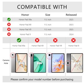 ROSROME for Honor Pad X9a Case 11.5 inch 2025 with HD Screen Protector, Shockproof Heavy Duty Kids Cover with 360°Rotating Stand/Shoulder Strap/Pen Holder for 11.5" Honor X9a Tablet Case, Navy Blue