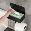 Freestanding Toilet Paper Holder with Tissue Box Storage, Black Metal