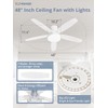 ZMISHIBO 48 inch Ceiling Fans with Lights and Remote/APP Control,White