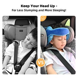 Letton Child Head Support for Car Seats - Adjustable Toddler Car Seat Head Holder Head Strap, Breathable Kids Headrest Neck Relief - A Comfortable Sleep Solution (Blue Dinosaur)