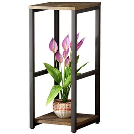 YIZAIJIA Plant Stand Indoor Corner Tall 2 Tier Metal Modern Flower Storage Plant Shelf Holder for Living Room Balcony Garden,Black (2 Tier-Black)