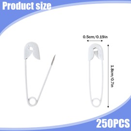 250 Pcs White Safety Pins Small, 19mm/0.75in Tiny Safety Pins Mini Safety Pins for Clothes, Metal Sewing Pins Mini Safety Pins Sewing Clothes Pins for Tags DIY Crafts Jewelry Making(White)