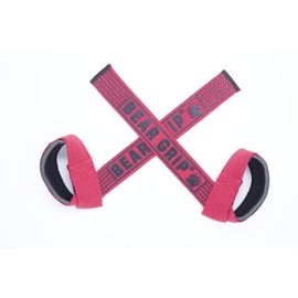 BEAR GRIP® Straps - Premium Neoprene padded Heavy Duty double stitched weight lifting gym straps, Gel grip, 100% cotton, Extra long length(Pink)