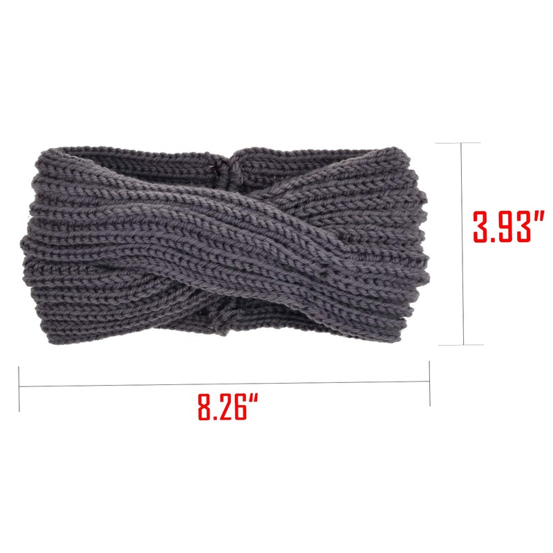 DRESHOW 4 Pack Crochet Knit Turban Headband Warm Bulky Crocheted