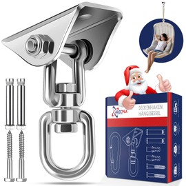 ALECPEA Stainless Steel Ceiling Hook Hanging Chair up to 450 kg - 360° Rotating Ceiling Bracket, Punch Bag Holder, Swing Hook - Ceiling Mount for Concrete Wood Sets Playground Porch Seat Trapeze Yoga,