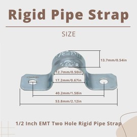 zinc plated steel pipe clamp,Steel Rigid Pipe,Holes Cable U Bracket Pipe Clamp,Electrical Conduit Straps (Two Holes, 1/2 inch-50pcs)