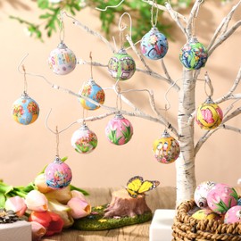 Outus 16 Pcs Spring Flower Ornaments Balls for Tree Spring Floral Butterfly Decorations Flower Bike Ornaments Farmhouse Flower Hanging Decorations Summer Decor for Small Tree Home Party Craft Decor