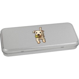 Azeeda 'Jack Russell with Tennis Ball' Metal Hinged Stationery Tin/Storage Box (TT00280489)