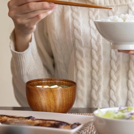 Baluue 2pcs Wooden Bowls with Lids, Handmade Wood Japanese Style Miso Drop-Resistant Bowl for Soup, Rice, Salad, Snacks, 3.93 X 3.54 Inch, Smooth Surface for Home Use