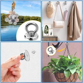 Magnetic Hooks Heavy Duty 6 Pack, 60 lbs (27 KG) Pulling Force Rare Earth Magnets with Countersunk Hole Eyebolt, Neodymium Magnet Hooks Heavy Duty for Home, Workplace, Garage, Kitchen and Office