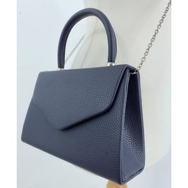 LeahWard Women's Faux Leather Clutch Bag Top Handle Wedding Handbags (Navy)