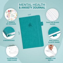 Clever Fox Mental Health & Anxiety Journal – Guided CBT Journal with Prompts for Self Help & Stress Relief – Mood & Emotion Tracker (Turquoise)