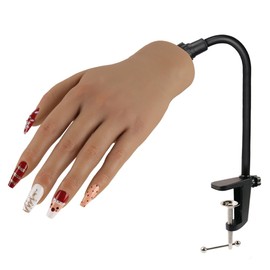 KnowU Mano de entrenamiento para uñas acrílicas con soporte, maniquí de silicona suave, flexible y flexible para practicar uñas postizas.