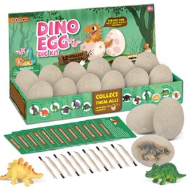 Jokooan Dinosaur Eggs, 12 Pieces, Dino Egg Excavation Set, Easter Egg Toy for Children, 12 Unique Dinosaur Egg, Fossil Archaeology Science STEM Toy, Birthday Boys & Girls