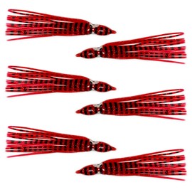 Dark Red Tiger Hoochie Skirts 3-1/2" – Squid Skirts & Trolling Lures for Saltwater & Freshwater Fishing – Soft Plastic Fishing Tackle (Pack of 40)