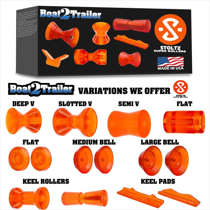 3″ Boat Roller Kit Deep V with Flat End Caps
