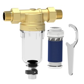 Weiss Wasser 90 Micron Disc Spin Down Sediment Filter, Reusable ＆ Anti-Clog Whole House Water Filter, Pre-Filtration System for City/Well Water, 3/4" MNPT, BPA Free