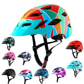 Bavilk Kids Bike Helmet Child Youth Adjustable Multi-Sport Bicycle Cycling Scooter LED Light Detachable Visor Girls Boys