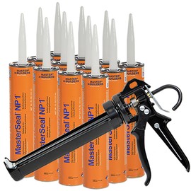 MasterSeal NP1 White 10.1oz Polyurethane Caulk - Pack of 12 with Applicator. One Component, Flexible, Non Sag, Elastomeric Acoustic Sealant.