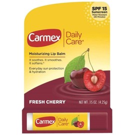Carmex Bálsamo labial en barra - sabor cereza -SPF 15 - Paquete de 2