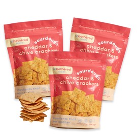 Unbothered Foods Cheddar & Chive Sourdough Crackers - Gut-Friendly & Easy to Digest, Non-GMO, No Added Sugar, Nut-Free, Perfect for Cheese & Snacks, 100% Naturally Fermented (3 Pack)