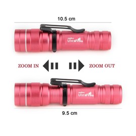 UltraFire Mini LED Taschenlampe Zoomable 300 Lumen 3 Modi Klein Taschenlampe, Einstellbarer Fokus Wasserdicht Taktische Taschenlampe für Kinder Camping Outdoor (Rosa)