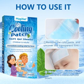 Kühlpflaster, Fieber-Kühlpads für die Stirn, Hitzschlag-Kühlpflaster, Selbstkühlendes Pflaster, Kopfschmerzpflaster - Stirnfieberpads, Lindern Migräne, Sofort Kältekompresse, 7 Stück/2 Schachteln