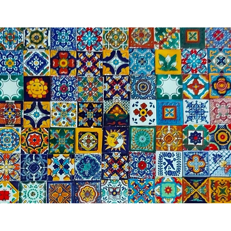 Escanver Azulejo De Talavera 10x10 Cm Diferentes Colores 20 Piezas