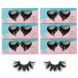 SY SHUYING 6 Pairs 20mm Mink Lashes 3D Real Mink Eyelashes Dramatic Fluffy False Eyelashes 100% Handmade 6D Long Thick Soft Reusable Full Volume Strip Eye Lashes (Honey)