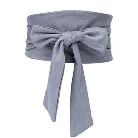 Shengweiao - Cinturón de cintura ancha y suave para mujer, estilo bohemio, Gris, Fit to waistline 26.7"- 35.4"