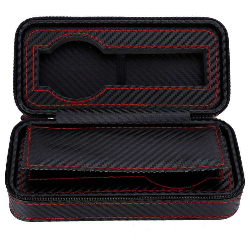 Portable 2Slots Carbon Fiber Leather Watch Storage Box Case Wristwatch