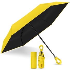 Senbers Mini Umbrella Small Travel Umbrella Compact - Portable Pocket Umbrella for Purse Packable Umbrella Travel Lightweight Rain And Sun Umbrella for Women, Girls, Kids(Yellow)