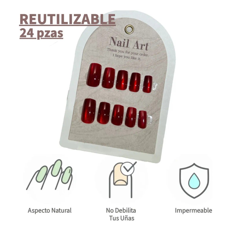 24pzs Press On Tips Uñas Postizas Soft Gel Ojo De