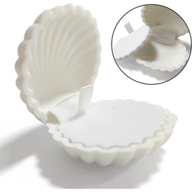 Wiredock Portable Jewelry Storage Shell Shape Box Jewelry Holder Organizer for Girls Womens Rings Earrings Studs (6x3cm, White) YS-248