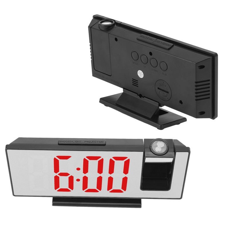 Projection Digital Alarm Clock USB Charging Automatic Dimming LED Mirror