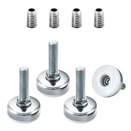 POWERTEC 71189 - Niveladores de muebles de 3/8"-16 con insertos roscados, 4 unidades, color blanco