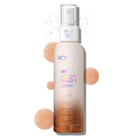 KYDA Sheer Body Sunscreen Mist, SPF 45, Radiant Glow Sunscreen Spray, Infused with Shimmer Body Oil, Ultra-fine Glowing Mist, Quick Drying, Lightweight Hydrating Spray, 4.06 fl oz, AMBER