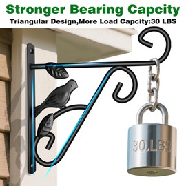 AMAGABELI GARDEN & HOME 2 Pack Hanging Plant Hanger Outdoor 10 inch Metal Hanging Brackets Fence Wall Hooks for Flower Baskets Bird Feeders Lanterns Wind Chimes Rust-Resistant Black