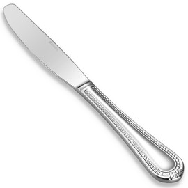 KEAWELL Pearl Edge 4-Piece Premium Dinner Knives: Stainless Steel Table Knives with a Refined Bead Design, Brightly Polished, 9.6 Inches, Dishwasher Safe. (Silver)