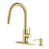 FORIOUS Gold Kitchen Faucet with Soap Dispenser, High Arc Modern