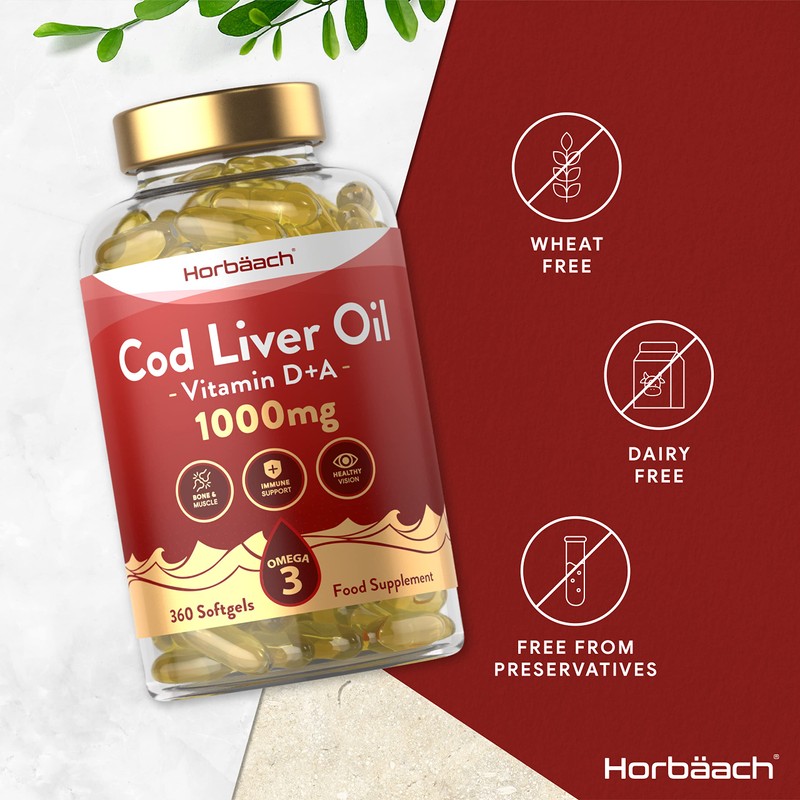 Cod Liver Oil Supplement 1000mg | 360 Softgels | with