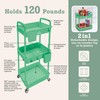Inspired Living 3-Tier Plastic Rolling Utility Cart with Handle, Lockable