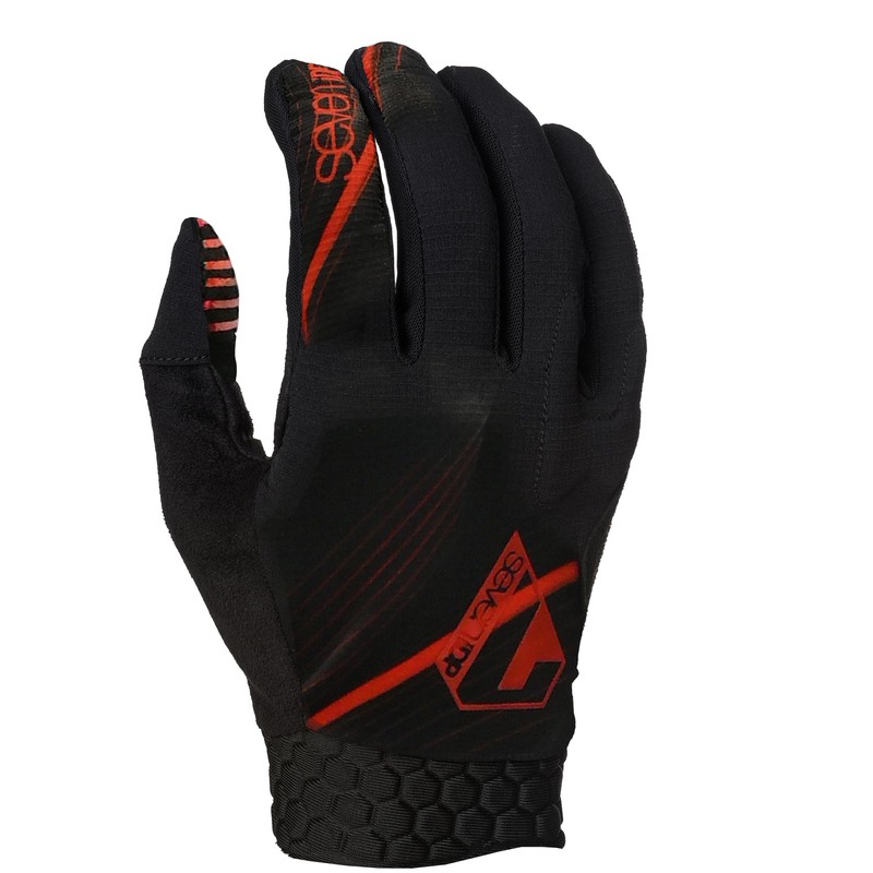 7 iDP Project Full Finger MTB Cycling Racing Gloves (Black/Red