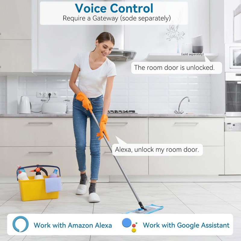 Keyless Entry Door Deadbolt with Handle Set, BEBASIA Fingerprint APP