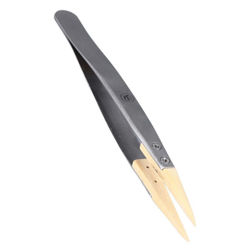 Anti Magnetic Tweezers with Replaceable Pointed Wooden Tips Watch Repair