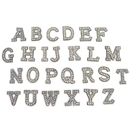 Alphabet Patches, 26Pcs A-Z Letters Rhinestones Non-Woven Sew On Patches Decorative Appliques for Shoes Hat Jeans Jackets Backpacks Clothing Supplies