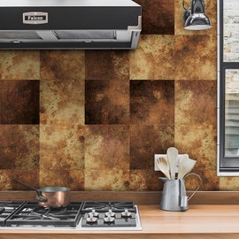 Funlife Sink Splash Guard Cooker Splashback Backsplash for Kitchen Decorative Wall Panels 1mm Thick, Rusty Aged Patina Copper